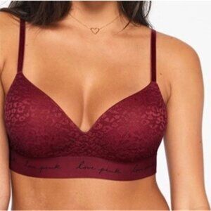 PINK Victoria’s Secret Maroon Wear Everywhere Wireless Lightly Lined Bra 32B